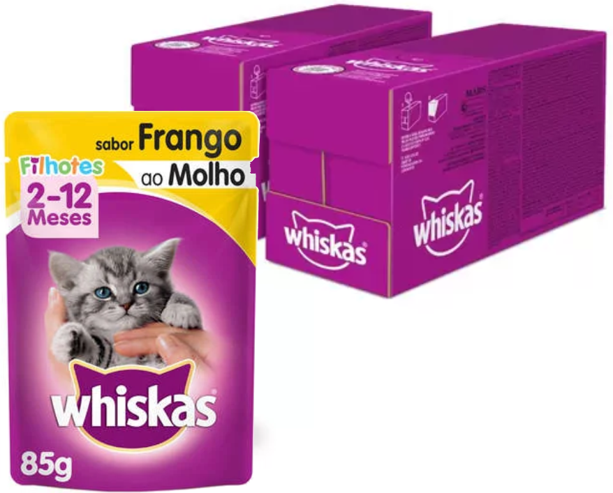 KIT Ração Úmida Whiskas Sachê para Gatos Filhotes 40 UNIDADES