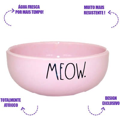 Comedouro de Cerâmica Pet Injet Meow Rosa