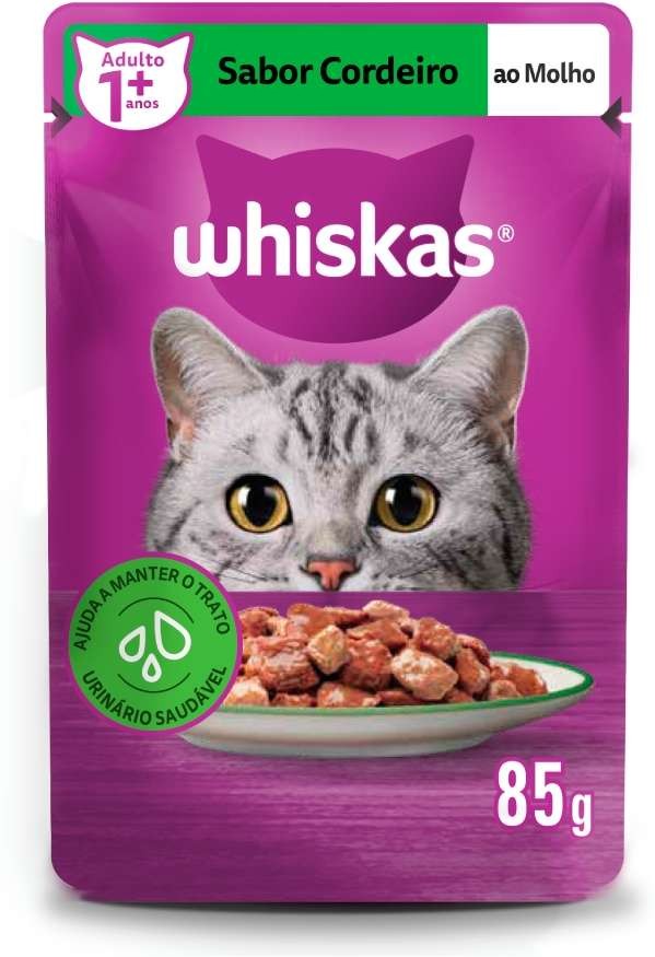 KIT Ração Úmida Whiskas Sachê Cordeiro ao Molho para Gatos Adultos 40 Unidades
