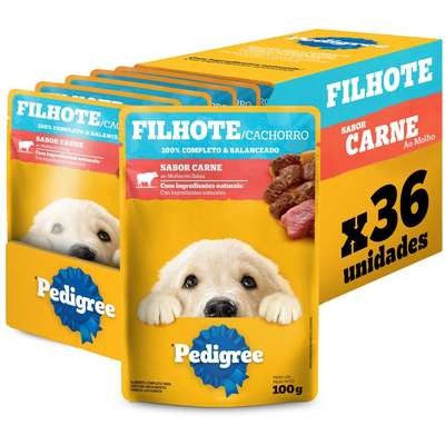 Ração Úmida Pedigree Sachê Carne ao Molho para Cães Filhotes 54 Unidades