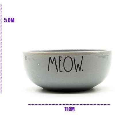 Comedouro de Cerâmica Pet Injet Meow Cinza