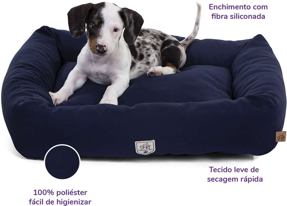 Cama Retangular Fábrica Pet Marinho