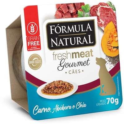 Ração Úmida Fórmula Natural Fresh Meat Gourmet Carne, Abóbora e Chia para Cães Adultos 70g