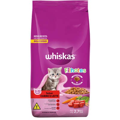 Ração Whiskas Carne e Leite para Gatos Filhotes