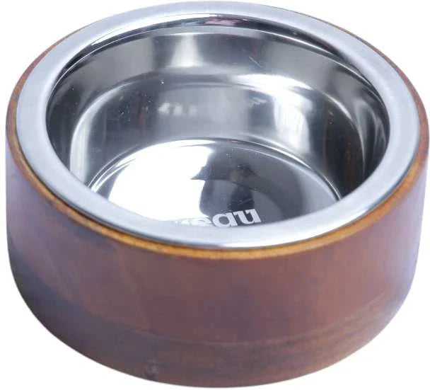 Comedouro de Inox e Madeira Meau para Cães