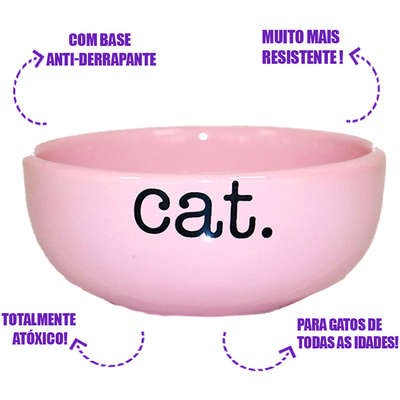 Comedouro de Cerâmica Pet Injet Cat Rosa