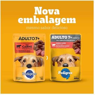 Ração Úmida Pedigree Sachê Carne ao Molho para Cães Sênior 7 + Anos 54 Unidades