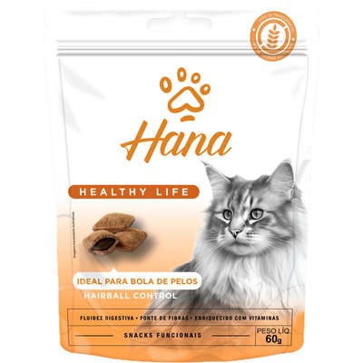 Snack Hana Healthy Life para Gatos Adultos Sabor Fígado Ideal para Bola de Pelos