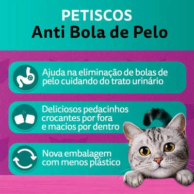 Petisco Whiskas Temptations Anti Bola de Pelo Para Gatos Adultos
