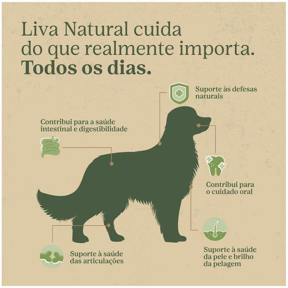 Ração Liva Natural Frango e Batata Doce Cães Adultos Raças Médias e Grandes