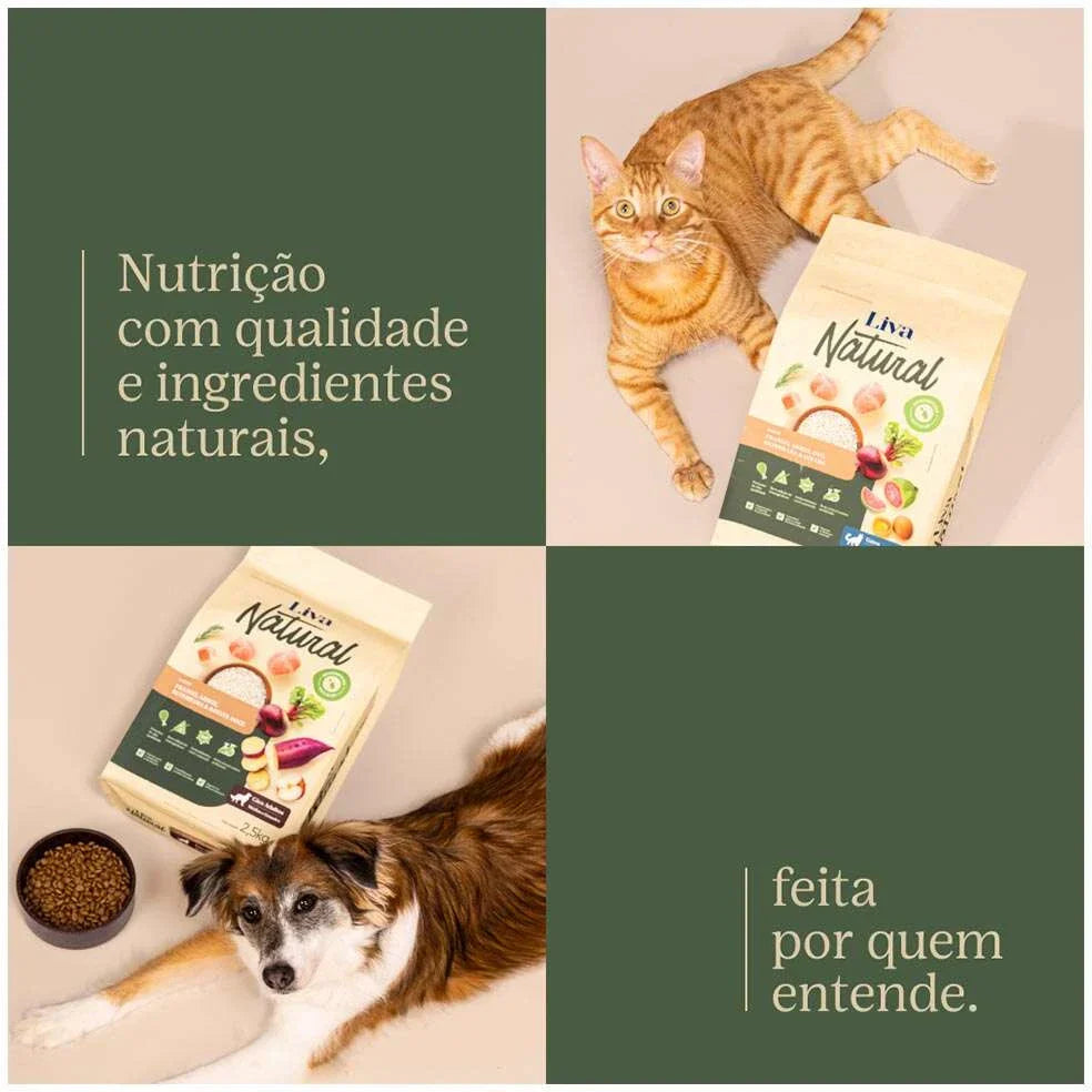 Ração Liva Natural Frango e Batata Doce Cães Adultos Raças Médias e Grandes