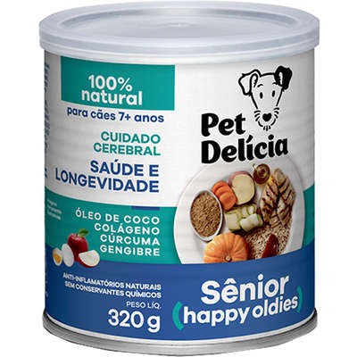 Ração Úmida Pet Delícia Natural Happy Oldies com Colágeno para Cães Sênior 7+ anos 320 g