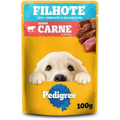 Ração Úmida Pedigree Sachê Carne ao Molho para Cães Filhotes 54 Unidades
