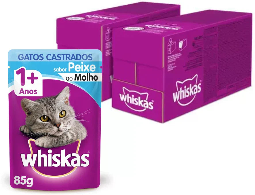 Kit Ração Úmida Whiskas Sachê para Gatos Adultos Castrados - 40 Unidades
