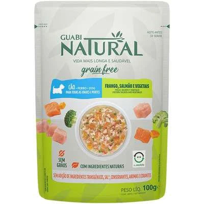 Ração Úmida Guabi Natural Grain Free Frango, Salmão e Vegetais para Cães