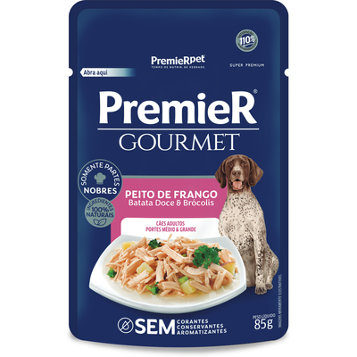 Ração Úmida PremieR Gourmet Peito de Frango, Batata Doce e Brócolis para Cães Adultos de Porte Médio e Grande