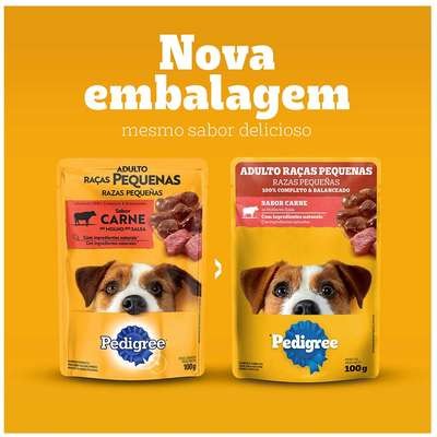 Ração Úmida Pedigree Sachê Carne ao Molho para Cães Adultos de Raças Pequenas
